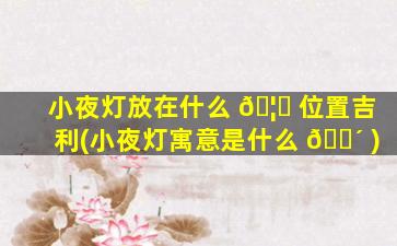 小夜灯放在什么 🦁 位置吉利(小夜灯寓意是什么 🐴 )